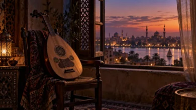 عود بجوار نافذة عند الغروب — صورة توضيحية لأغنية طلعت أبيه